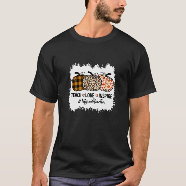 1:a Klass-läraren Back to school Pumpkin Fall Teac T Shirt (Framsida)