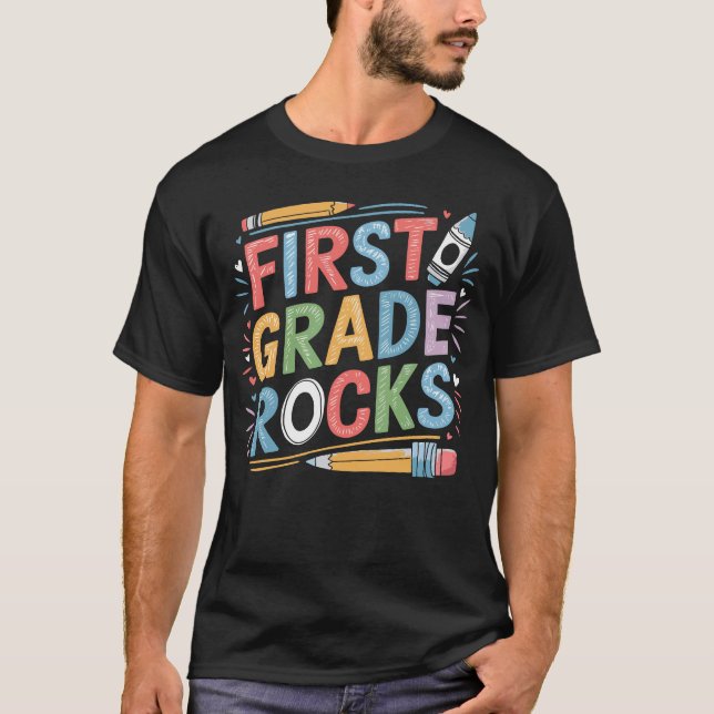 1:a Klass-läraren Student - 1:a Klass-ryggen tillb T Shirt (Framsida)