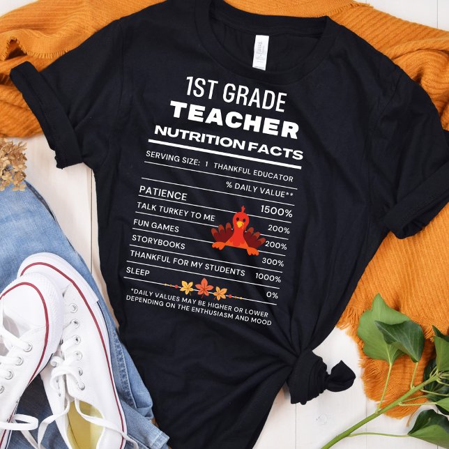 1:a Klass-lärarexamen Thanksgiving Näringsfaktorer T Shirt (Skapare uppladdad)