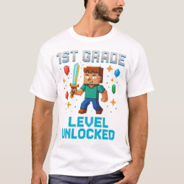 1:a Klass-nivån olåst T-Shirt - Pixel Gamer-Roligt