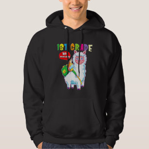 1:a Klass No Probllama Cute First Grader Llama Hoodie