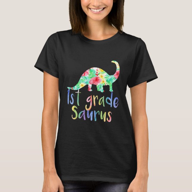 1:a Klass Saurus Blommigt Dinosaur T Shirt (Framsida)