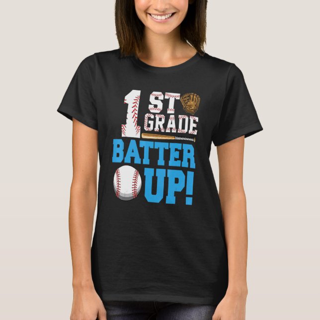 1:a klass tillbaka till skolan 1:a klass batter up t shirt (Framsida)