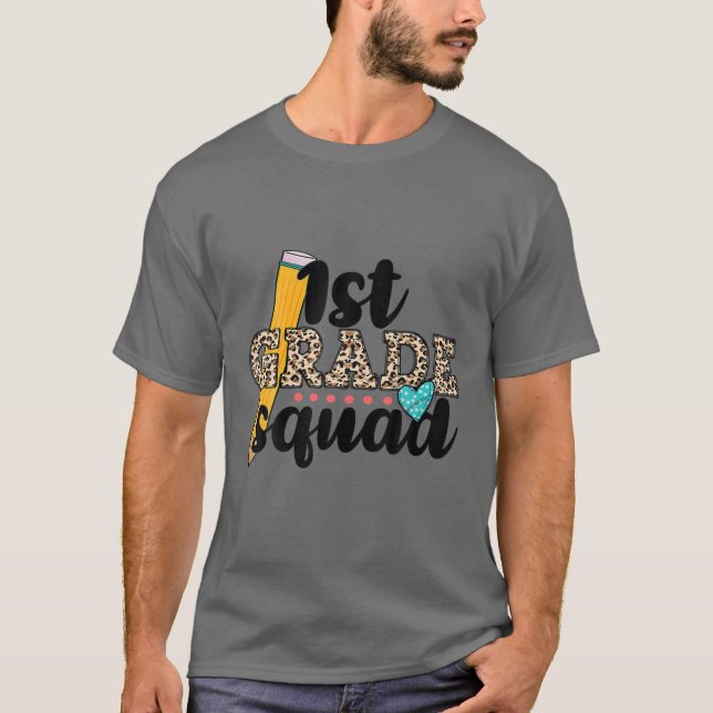 1:a Klass-tornet Leopard Back to school första Kla T Shirt (Framsida)