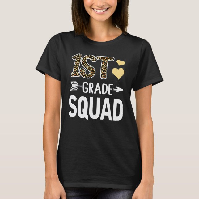 1:a klass trupp leopard första klass lärare elev t shirt (Framsida)