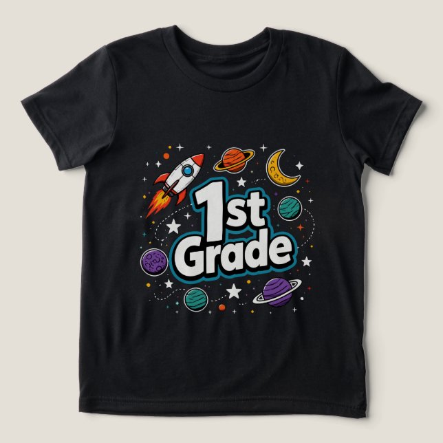 1:a klassens rymdraketplaneter t shirt (Design Framsida)