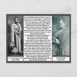 1:a kvinnliga läkare Indien Rukmabai Anandi Joshi Vykort