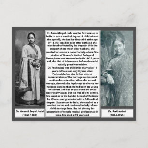 1:a kvinnliga läkare Indien Rukmabai Anandi Joshi Vykort