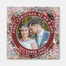 1:a marristen jul Glitter Photo Namn Burgundy