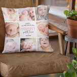 1:a Mors dag-fotokollage Keepsaké Kudde<br><div class="desc">Kudden personlig mors dag med 8 familjefotor av barnen,  det söta ordspråket "lycklig 1:a mors dag med kärlek",  ett rosa hjärta och barnets namn.</div>