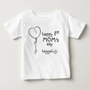1:a Mors dag Heart Balloon Doodle T Shirt