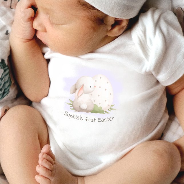 1:a Påsk Cute Bunny Personlig Namn Flicka T Shirt (Skapare uppladdad)