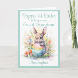 1:a Påsk Underbar farmson Bunny Egg Blue Helgkort