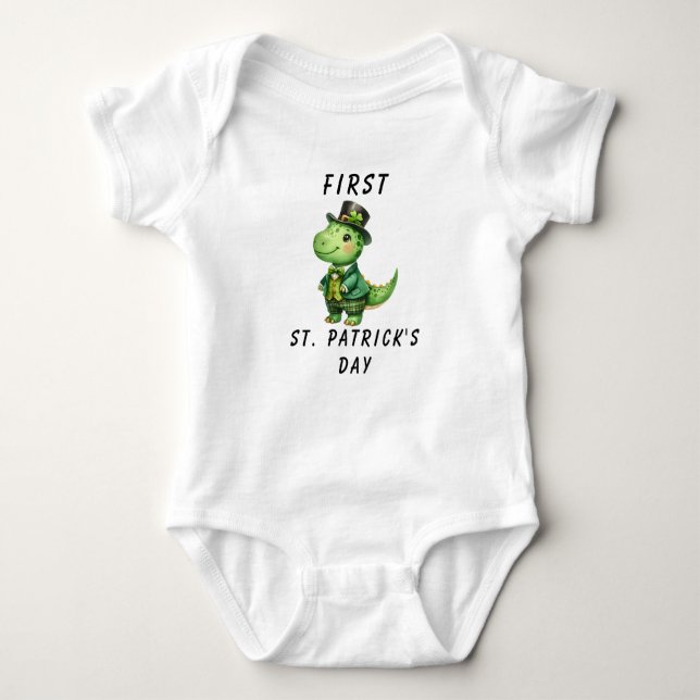 1:a Pojke St. Patrick's Day Dinosaur T Shirt (Framsida)