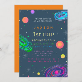 1:a Resa runt Sol-Födelsedagsfesten Inbjudningar