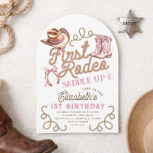 1:a Rodeo Födelsedag Rosa Flickor Första Födelseda