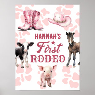 1:a Rodeo Rosa Birthday Poster