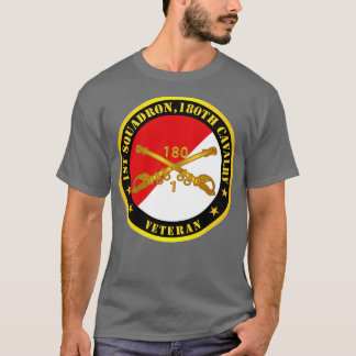 1:a Squadron 180:e Cavalry Gren Veteran Red Whit T Shirt