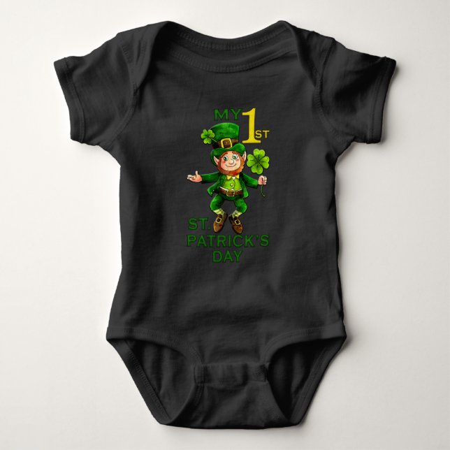 1:a St. Patrick's Day Leprechaun Baby Bodykostym T Shirt (Framsida)