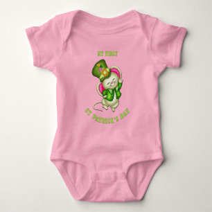 1:a St. Patrick's Day Mus Baby Rosa Onesie T Shirt