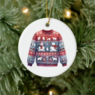 1:a Ställe, ugglans, Tävling Red Blue, sötare Julgransprydnad Keramik