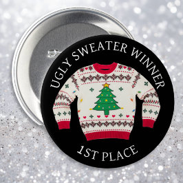 1:a Ställe Ugly Sweater Winner | Lustig jul Knapp