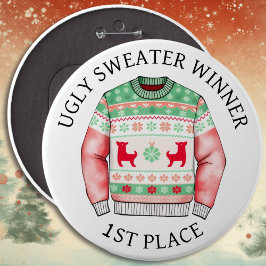 1:a Ställe Ugly Sweater Winner | Lustig jul Knapp