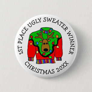 1:a Ställe-vinnaren - Ugly Sweater Tävling-priset Knapp