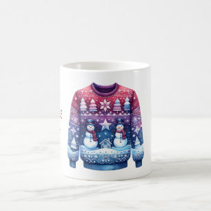 1:a Ställe-vinnen Ugly Sweater Blue Red Lila Kaffemugg