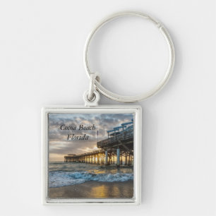 1:a Sunrise 2017 Cocoa Beach Fyrkantig Silverfärgad Nyckelring