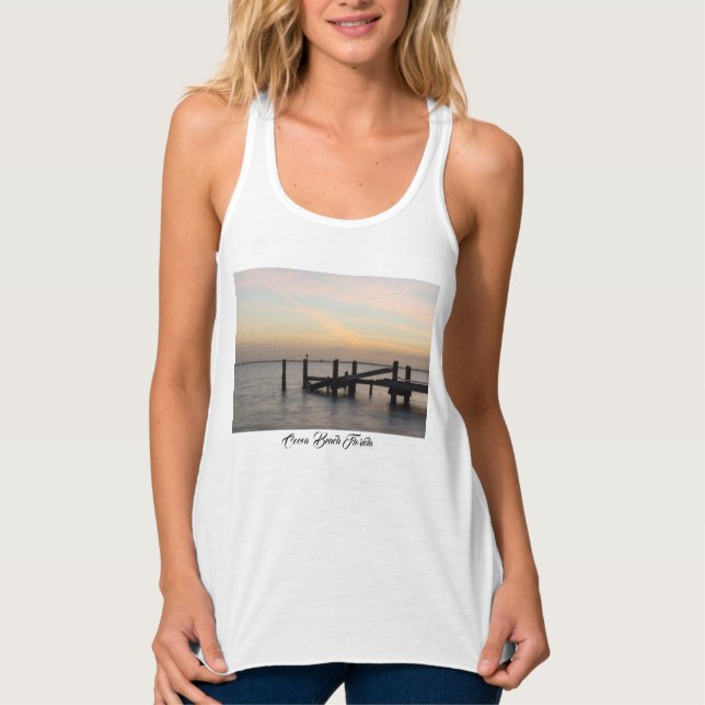 1:a sunset 2017 Cocoa Beach-Tanktopet Linne Med Racerback (Framsida)