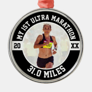 1:a Ultra Maraton Första Maratonlöpare Löpning Löp Julgransprydnad Metall