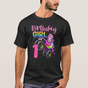 1:a Unicorn Monster Lastbil Birthday Girls Tävla L T Shirt