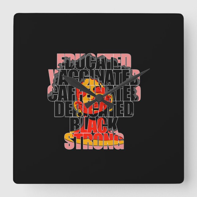 1 African American Woman Equality Black Strong Pro Fyrkantig Klocka (Framsida)