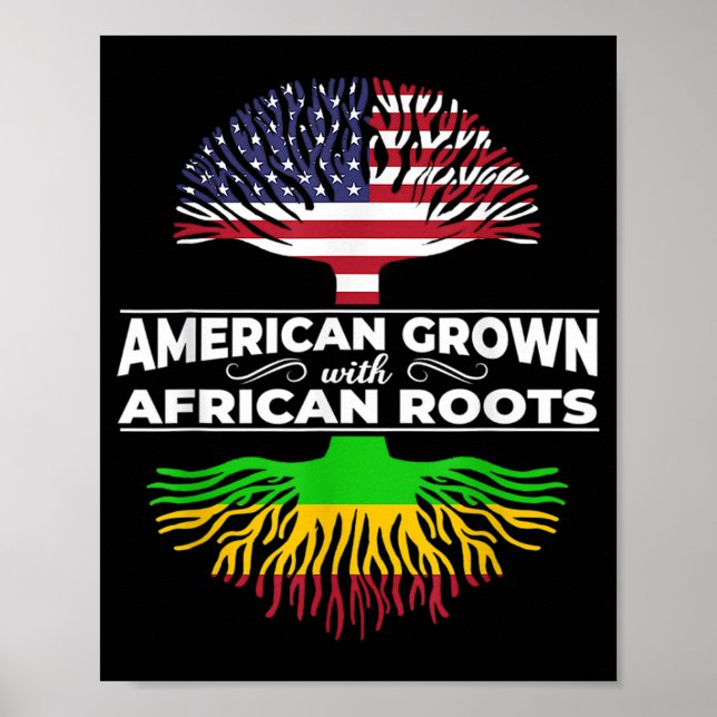 1 American Grown African Roots USA flagga Black Hi Poster (Framsidan)