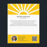 1 | Anpassningsbar Photo QR Modern Sunrise Gult Bu Flygblad<br><div class="desc">Visa ditt varumärke på ett nytt, inspirerande sätt med anpassadets moderna affärsflygare. Designad för att sprida positivitet och professionalism har den en varm gult i soluppgång med sol-strålar i ren vit bakgrund, perfekt för företag som vill göra ett självsäkert och optimistiskt första intryck. Anpassa den här flygpassageraren med ditt eget...</div>
