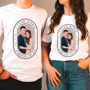 1 år bakom sig 1-års bröllopsdag med foto t shirt