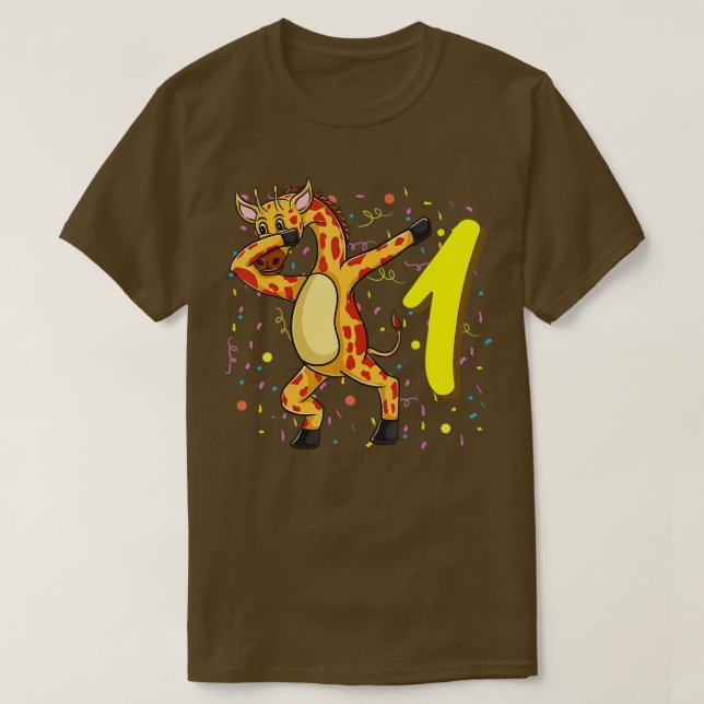 1 år gammal Giraffe-födelsedag T Shirt (Design framsida)