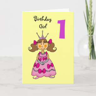 1 år gammal prinsessa (brunt hår) kort