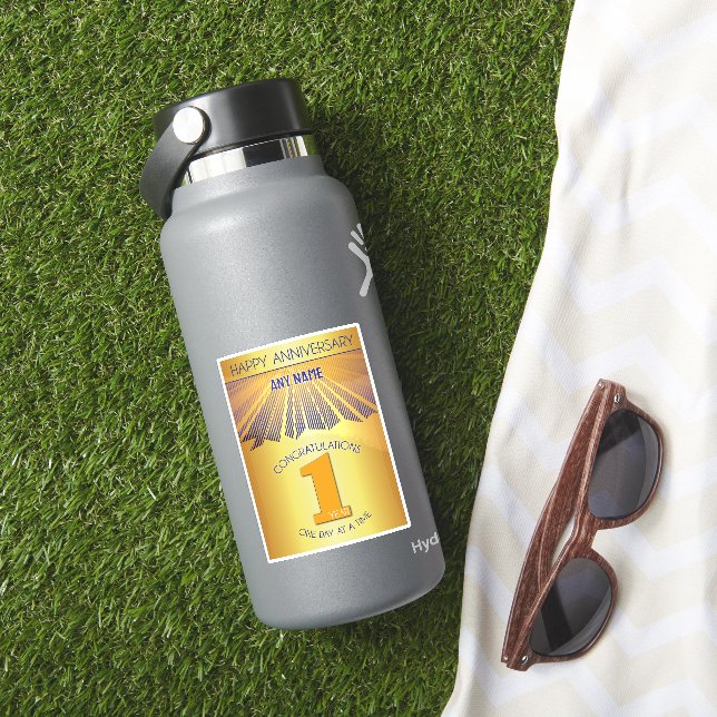 1 år | Golden Ray 12 steg Anpassat NAMN Klistermärken (HydroFlask Insitu)