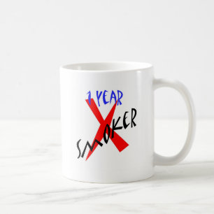 1 år röd Före detta-rökare Kaffemugg