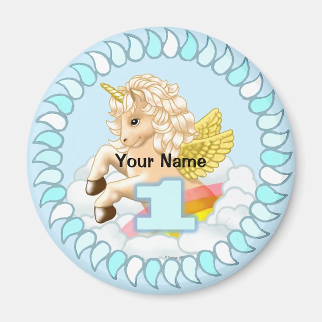 1-årig Birthday Unicorn magnet (Framsidan)