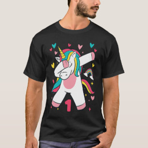 1-årig flicka Tonåring dabbing Unicorn 1:e födelse T Shirt