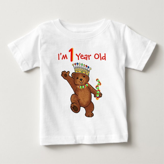 1 åriga kungliga björnfödelsedag tee shirt (Framsida)