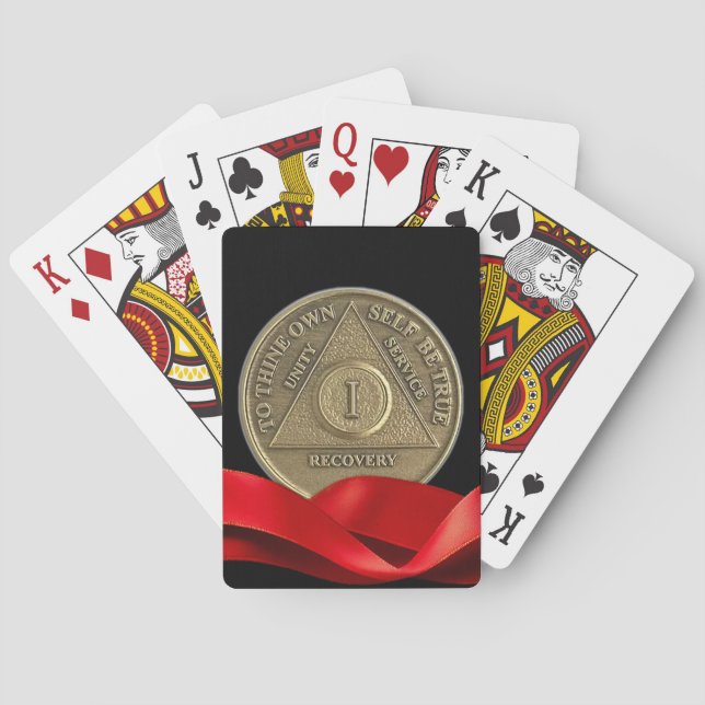 1-års AA-jubileumsmynt Röd band Casinokort (Baksidan)