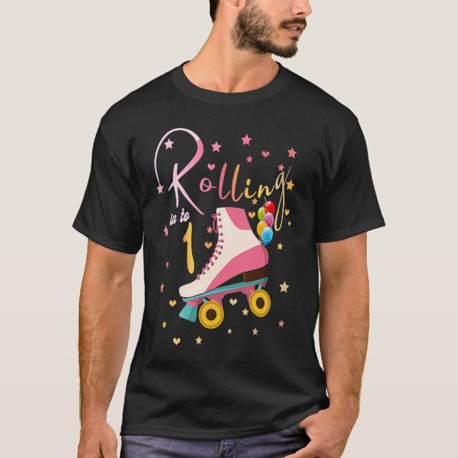1 ÅRS Åldersdagskidor Roller Skates 1:a 80:an T Shirt (Framsida)