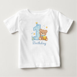1-års Björn Barn T-Shirt – Söt Blå Björn