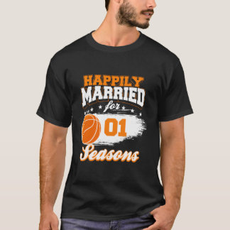 1 års Bröllop-årsdag Basketboll gift T Shirt