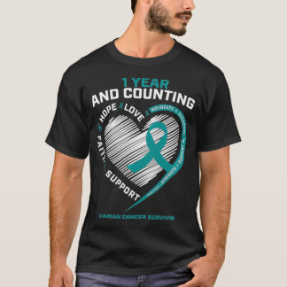 1- års cancerfri kvinna utan äggstockscancer t shirt
