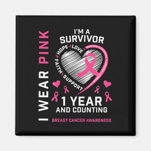1 års cancerfri Mamma Rosa Awareness Breast Cance Magnet
